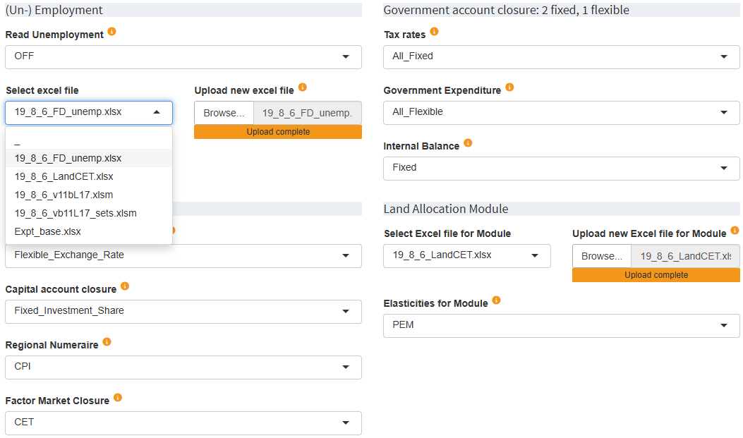 Input widgets in GAMS MIRO