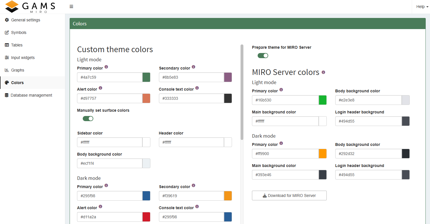 MIRO configuration mode